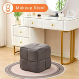 Square Ottoman Foot Stool Corduroy Vanity Chair Bench with Padded Woven Footrest for Entryway Living 37655302