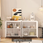 ZUN Storage Cabinet Buffet Cabinet with 2 Cabinet, 4 Doors, Metal Leg, Sideboard Wooden Cabinet, W1321P212601