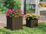 Set of 2 Stackable PP Planters with Efficient Drainage Holes, Weather-Resistant Flower Pots for 62103503