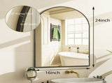 16"x24" Arched Wall Mounted Bathroom Mirror Arched Vanity Mirror, Black 68393681