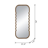 31.4x1.4x74" Oversized Wooden Floor Mirror with Unique Brown Frame W2078P201297
