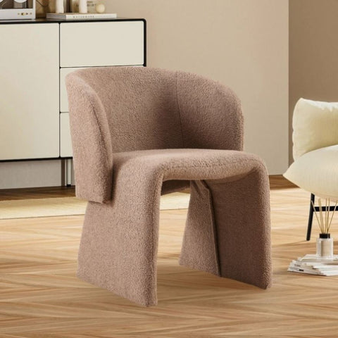 ZUN Modern Dining Chair Accent Chair Brown Single Sofa Chair,Upholstered Side Chair Teddy Comfy Chair W1164P190845