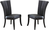 ZUN Black Faux Leather Upholstered Lines back Set of 2pc Chairs Dining Room Wide Flair back Chair HSESF00F1591