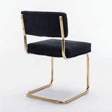 ZUN Furniture,Modern Dining Chairs Corduroy Fabric,Gold Metal Base, Accent Armless Kitchen Chairs 03193640