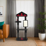 Gothic Cat Tree - 49in Black Cat Tower with Throne Goth Bed, Coffin-shaped Perch, Durable Sisal 99182828