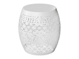 9.4" Steel Patio End Table, Round Hollow Drum Side Table, Accent Table for Indoor and Outdoor, White 56990579