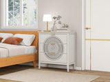 3 Drawer Cabinet with Hollow-Carved 3 Drawer Dresser Storage Chest with Metal Handles For Entryway W688138992