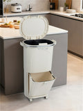 10 Gallon Kitchen Trash Can with Lid and 2 Removable Buckets,2 Compartments ,PP Material,17" 11.5" 30665338