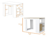 Aurora Kitchen Island with Open Compartment and Cabinet in White and Macadamia B062111733