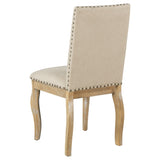 TREXM Set of 4 Dining chairs Wood Upholstered Fabirc Dining Room Chairs with Nailhead WF291264AAE