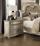 Silver Finish European Design 1pc Nightstand w Genuine Marble Top Traditional Bedroom Furniture B01172438