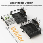 ZUN 2-in-1 Expandable Dish Drying Rack Kit, Stainless Steel Dish Rack Set with Utensil Holder, Cutting 49604699