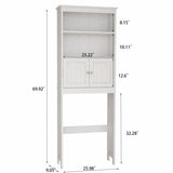 ZUN Over The Toilet Rack 2 -Tier Toilet Bathroom Spacesaver Storage Shelf with 2 Doors Wood Storage W112049945