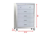 Mirror Framed Chest Made With Wood in Silver Color 808857880727