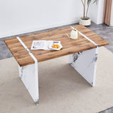 ZUN Natural Wood Grain MDF Dining Table - 55"x31.5" Stable Design.Suitable For Various Modern Home Decor W2920P232766