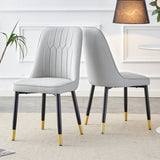 ZUN Light gray dining chairs and room chairs. PU material and metal legs, suitable for kitchen, W1151P147208