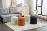 006-Soft Velvet Round Ottoman Footrest Stool,Ivory W527121859