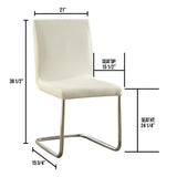 Modern Elegance White Color Leatherette 2pcs Dining Chairs Chrome Metal Legs Dining Room Side Chairs B011P178974