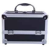 ZUN SM-2176 Aluminum Makeup Train Case Jewelry Box Cosmetic Organizer with Mirror 9"x6"x6" Black 12276436