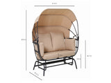 2-Person Outdoor Swing Chair with Adjustable Canopy, Modern Egg Shaped Rocking Lounge Chair with W3990P430773