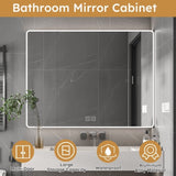 Aluminium Medicine Cabinet Mirror, 35 x 28 Inches Medicine Cabinet with 3 Colors LED Light and 78648069