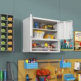 ZUN Metal Wall-Mounted Tool Storage Cabinet with Locking Door and 1 Shelf 1 Opened Drawer for Garage 90012667