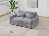 Corduroy Double Sleeper Sofa With Pull-Out Bed, 2 Pillows & Side Storage Pocket 03564076
