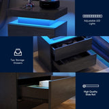 Nightstand LED Bedside Table Cabinet Lights Modern End Side with 2 Drawers for Bedroom W2178P287898