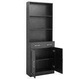 ZUN Bathroom Storage Cabinet, Cabinet with Two Doors and Drawers, Adjustable Three-layer Open N725P186645B