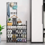 ZUN 5-Tier Shoe Rack Shoe Storage Organizer, Freestanding Coat and Shoe Rack, 25-30 Pairs Shoe Shelf for 09234507