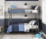Gray Metal Frame Twin/Twin Bunk Bed, Youth Bed, Youth Bedroom Furniture, Easy Assembly B011P248592