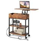 Bedside table, adjustable tabletop coffee table with charging and wheels 13255072