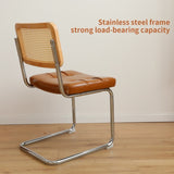 Dining Chairs Set of 2, Fauex Leather Rattan Side Accent Chairs with Chrome Legs, Modern Mid Century W2105P230515