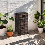 Wicker Patio Trash Bin, 33 Gallon Rattan Trash Can with Lid for Porch Backyard Deck Patio Poolside, 78050334