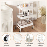 ZUN 3 Tier Small Rolling Cart, Metal Utility Storage Organizer Kitchen Trolley Bathroom Laundry Room Bar 03465103