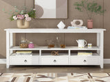 3 Tier Vintage Solid Console Table with 3 Drawers and Shelves, Industrial Console Table Coffee Table 27901297