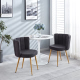 Modern GRAY dining chair with iron tube wood color legs, shorthair cushions and W23461122