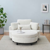 51-inch beige corduroy sofa with two throw pillows and a waist pillow with an extra tray for W1658P143720