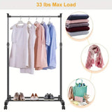 ZUN Garment Racks 3ft-5.18ft Height Adjustable Clothes Stand Foldable Clothes Hanger w/ Wheels Storage 59687862