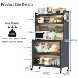 64" Kitchen Pantry Storage Cabinet, 5 Tier Metal Storage Cabinet with Wheels, Transparent Flap Door W3204P300624