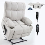 Beige Dual Motor Infinite Position Up to 350 LBS Chenille Power Lift Recliner Chair, Heavy Duty W3224P295282