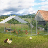 ZUN 20 x 10 ft Large Metal Chicken Coop, Walk-in Poultry Cage Chicken Hen Run House with Waterproof 26549871