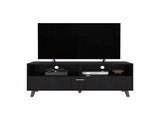 Tv Stand, 1 Door, 2 Shelves, Black Wengue B097P350289