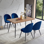 ZUN Blue Velvet Dining Chairs with Black Metal Legs, Set of 4 Chairs W1516P184453