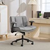 Cross Legged with Flip-Up Armrests Leather, Cross Legged Office on Wheels, Comfy Swivel 18513157