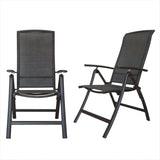 Folding Patio Chairs Set of 2, Aluminium Frame Reclining Sling Lawn Chairs with Adjustable High W1859109923