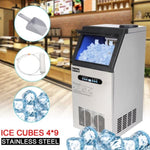 ZUN ZK-110 120V 240W 110lbs/50kg/24h Ice Maker Stainless Steel Transparent Frosted Lid/Display/4*9 62300795