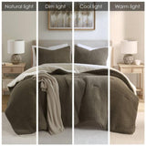 Waffle Knit Chenille Comforter Set Full/Queen B035P294136