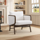U-Can Sherpa Fabric Accent Chair, Upholstered Armchair with Solid Wood Frame, Comfortable N724P256558K