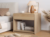 Mid-century modern bedside set, 2 pieces, with storage drawers and open shelves, bedroom side W1706P465308